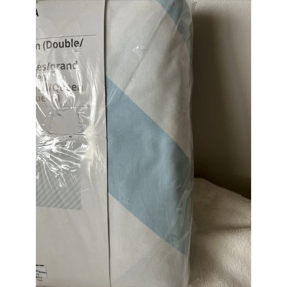 Ikea Slojsilja Full Queen Duvet Cover Pale Blue Stripe